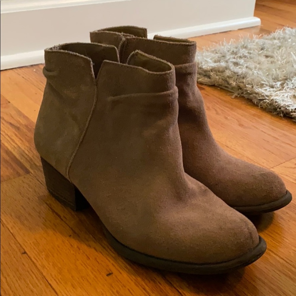 Suede tan booties from Jessica Simpson